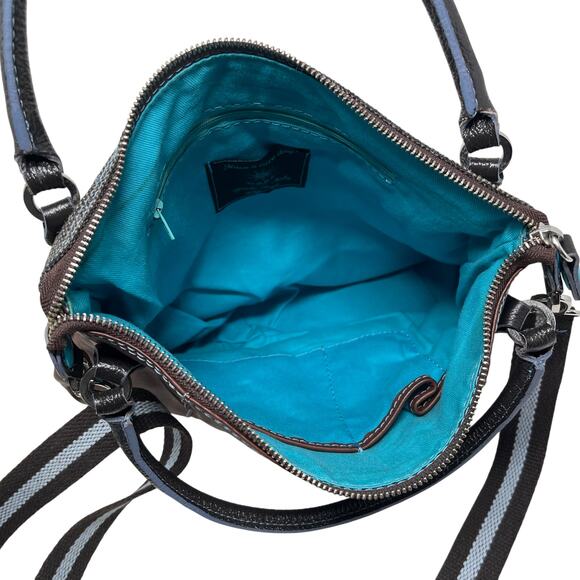 NWOT GABS Firenze Made in Italy Brown Leather and Tweed Convertible Crossbody - Picture 6 of 7